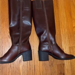 Elegant Brown Leather Knee-High Boots Zodiac Cindy